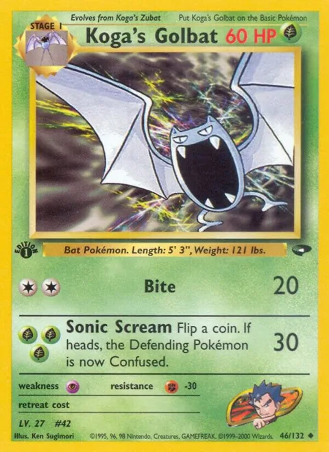 Koga's Golbat #046/132 1st Edition Pokémon card from Gym Challenge