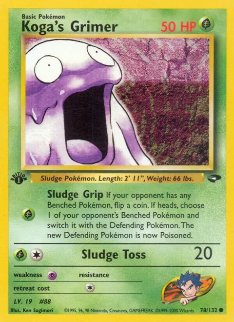 Koga's Grimer #078/132 1st Edition Pokémon card from Gym Challenge