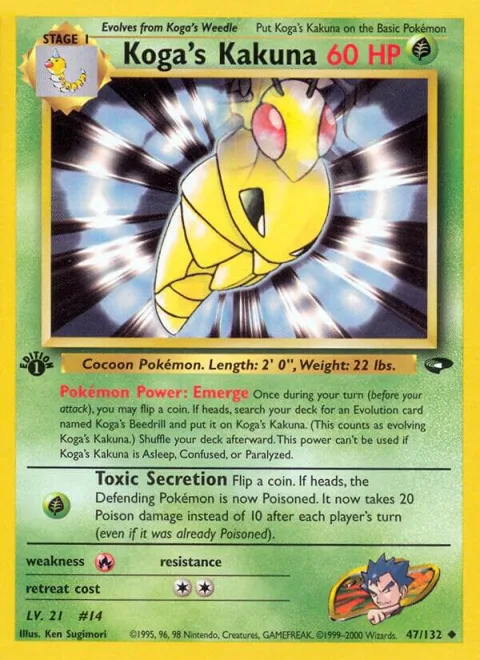Koga's Kakuna #047/132 Unlimited Pokémon card from Gym Challenge