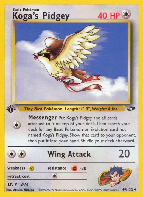 Koga's Pidgey 49 #049/132 1st Edition Pokémon card from Gym Challenge