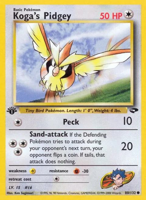 Koga's Pidgey 80 #080/132 1st Edition Pokémon card from Gym Challenge