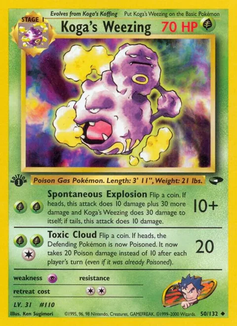 Koga's Weezing #050/132 1st Edition Pokémon card from Gym Challenge
