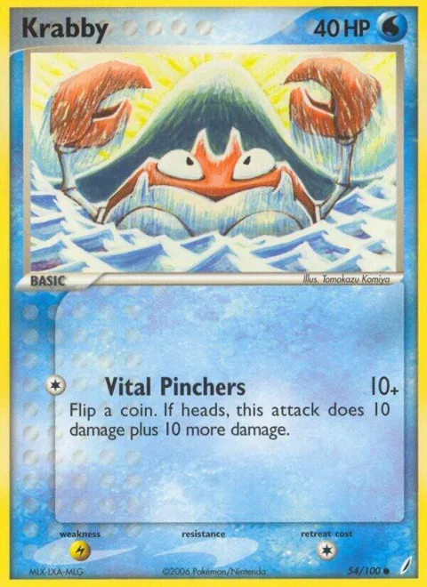 Krabby #54/100 Reverse Holofoil Pokémon card from EX Crystal Guardians