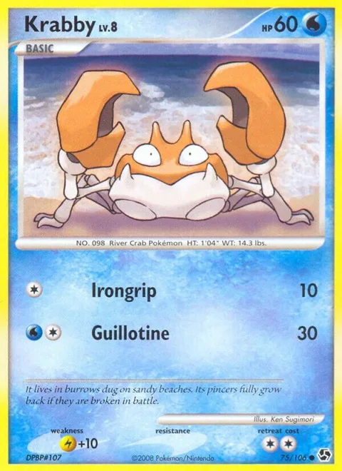 Krabby #75/106 Pokémon card from Great Encounters