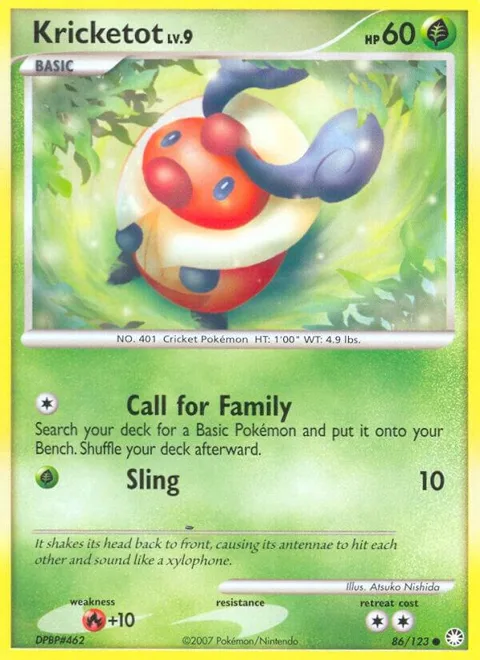 Kricketot #86/123 Pokémon card from Mysterious Treasures