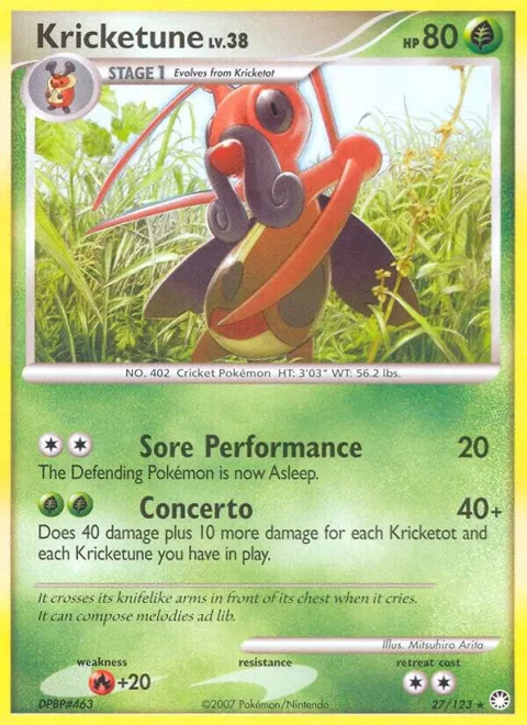 Kricketune #27/123 Pokémon card from Mysterious Treasures
