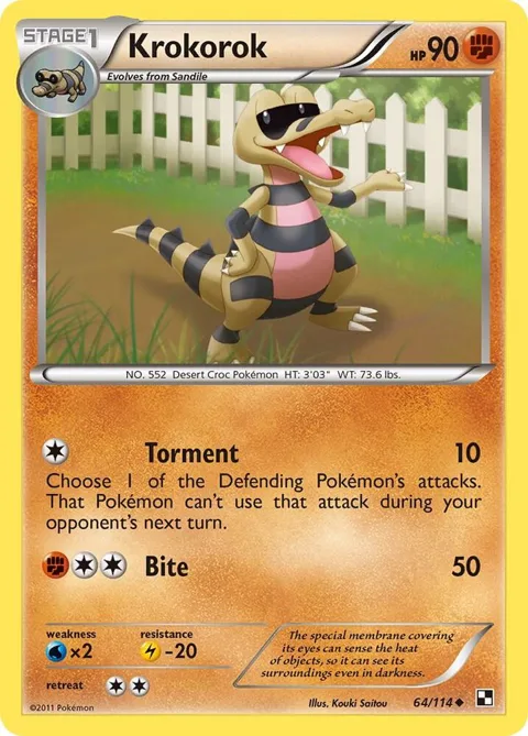 Krokorok #64/114 Reverse Holofoil Pokémon card from Black and White