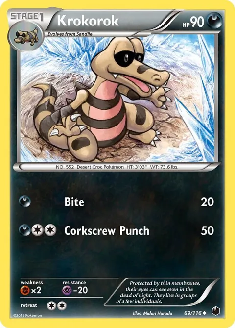 Krokorok #69/116 Reverse Holofoil Pokémon card from Plasma Freeze
