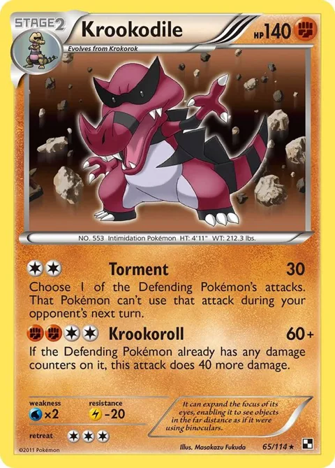 Krookodile #65/114 Reverse Holofoil Pokémon card from Black and White