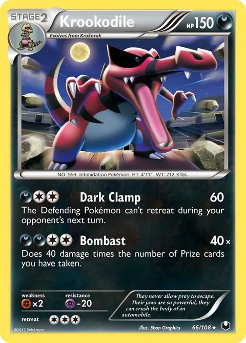 Krookodile #66/108 Reverse Holofoil Pokémon card from Dark Explorers
