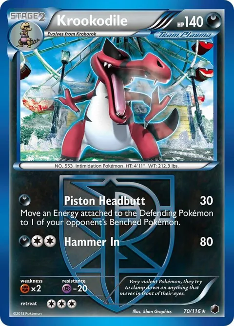 Krookodile Team Plasma #70/116 Pokémon card from Plasma Freeze