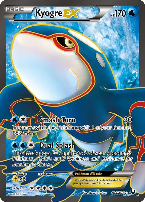 Kyogre EX 104 Full Art #104/108 Holofoil Pokémon card from Dark Explorers