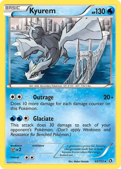 Kyurem #43/113 Holofoil Pokémon card from Legendary Treasures