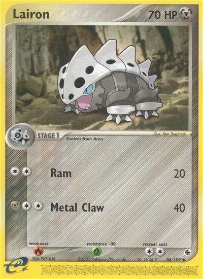 Lairon #36/109 Reverse Holofoil Pokémon card from EX Ruby and Sapphire