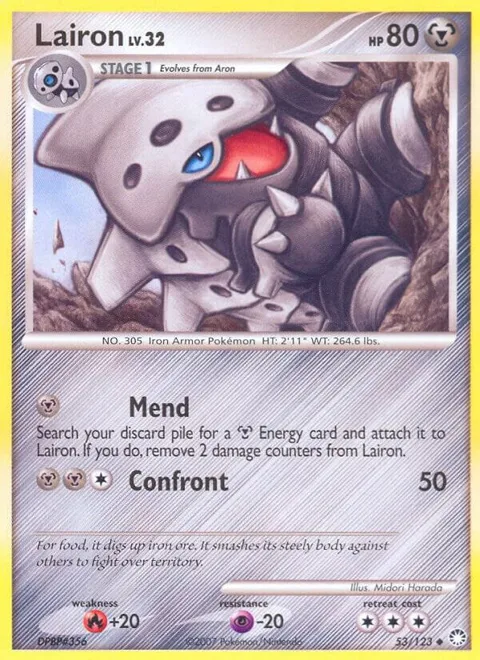 Lairon #53/123 Reverse Holofoil Pokémon card from Mysterious Treasures