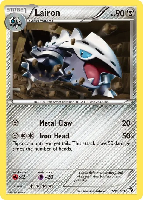 Lairon #58/101 Reverse Holofoil Pokémon card from Plasma Blast