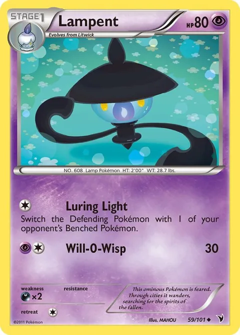 Lampent #59/101 Reverse Holofoil Pokémon card from Noble Victories