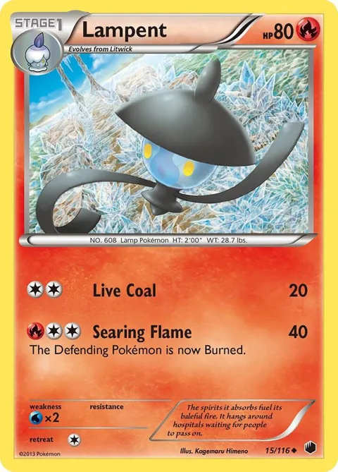 Lampent #15/116 Pokémon card from Plasma Freeze