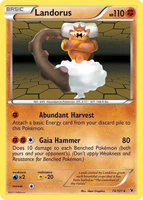 Landorus #74/101 Reverse Holofoil Pokémon card from Noble Victories