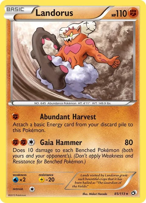 Landorus #85/113 Holofoil Pokémon card from Legendary Treasures