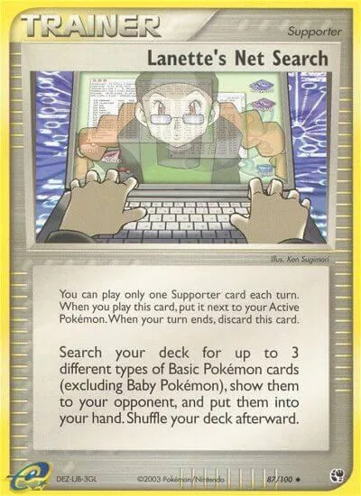 Lanette's Net Search #87/100 Reverse Holofoil Pokémon card from EX Sandstorm