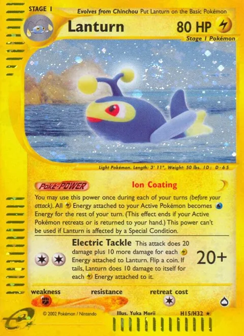 Lanturn H15 #H15/H32 Holofoil Pokémon card from Aquapolis