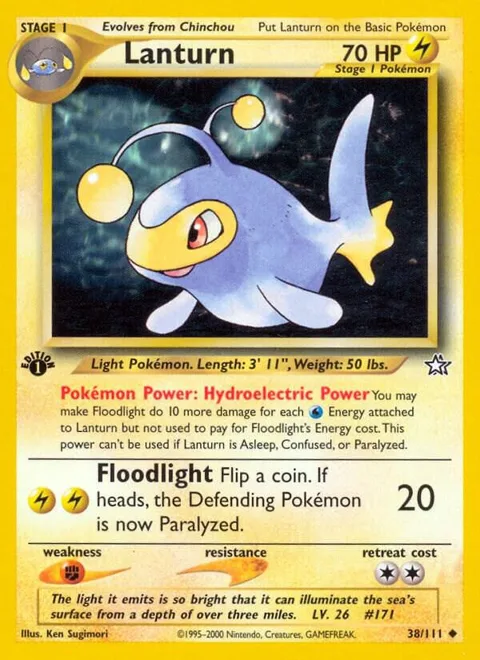 Lanturn #038/111 Unlimited Pokémon card from Neo Genesis