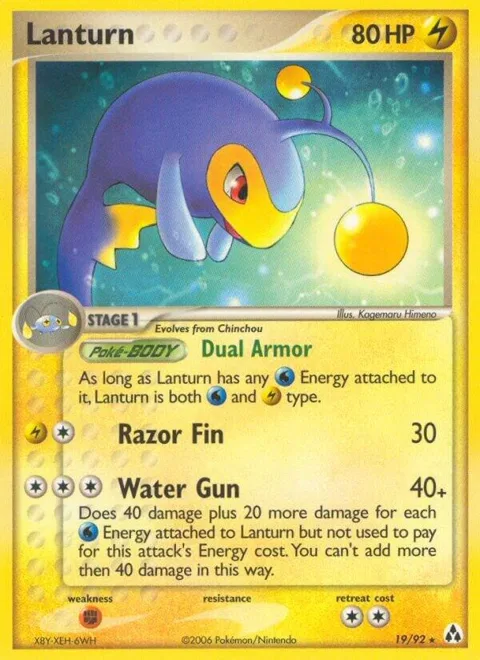 Lanturn #19/92 Pokémon card from EX Legend Maker