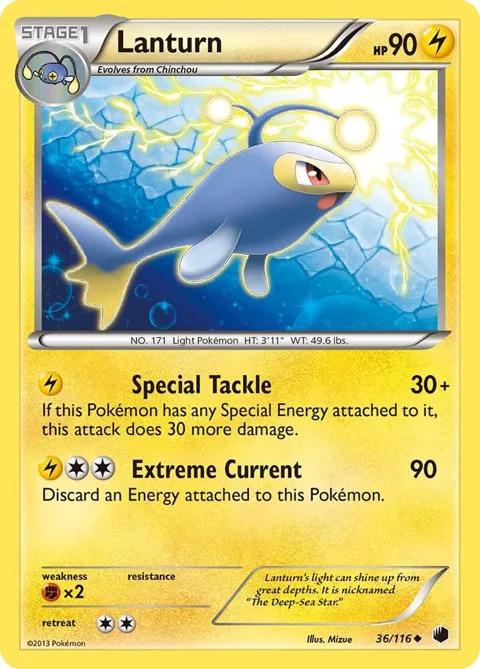 Lanturn #36/116 Pokémon card from Plasma Freeze