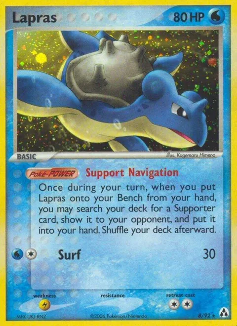 Lapras #8/92 Reverse Holofoil Pokémon card from EX Legend Maker