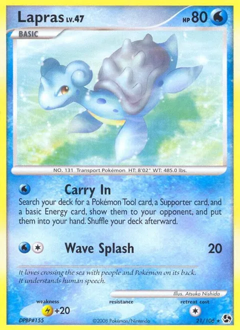 Lapras #21/106 Reverse Holofoil Pokémon card from Great Encounters