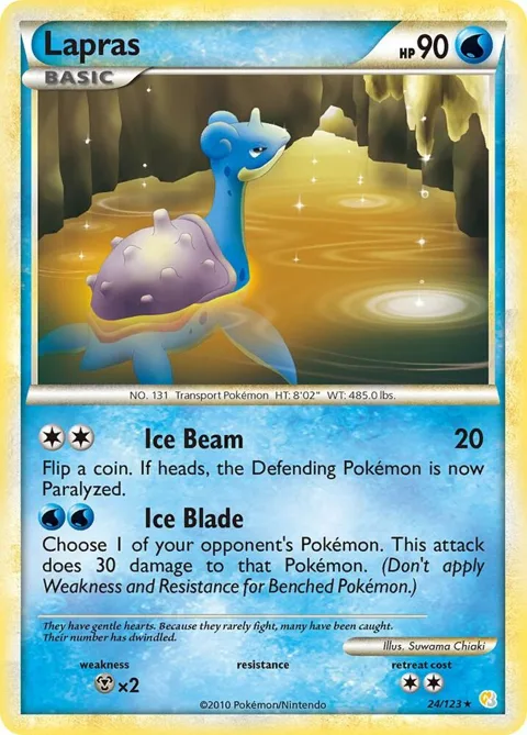Lapras #24/123 Reverse Holofoil Pokémon card from HeartGold SoulSilver