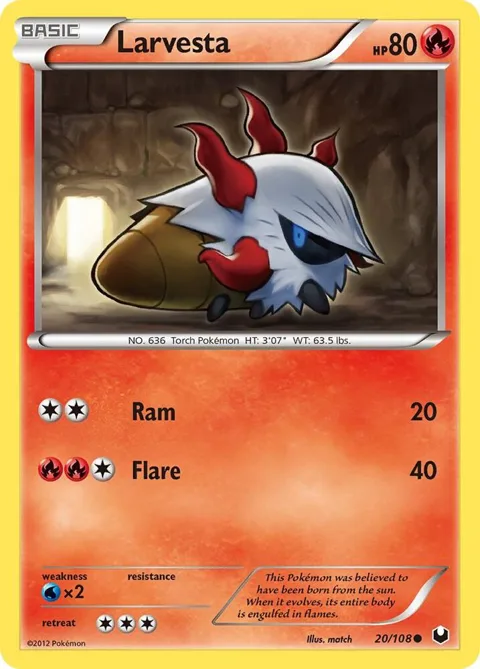 Larvesta 20 #20/108 Pokémon card from Dark Explorers