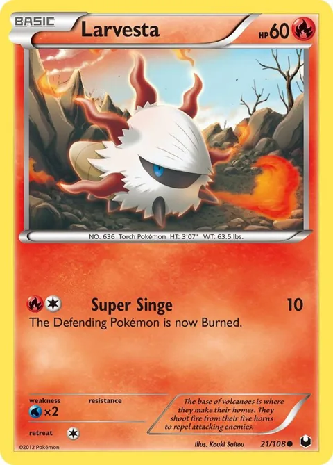 Larvesta 21 #21/108 Reverse Holofoil Pokémon card from Dark Explorers