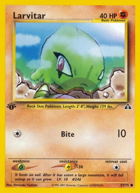 Larvitar #57/75 Unlimited Pokémon card from Neo Discovery