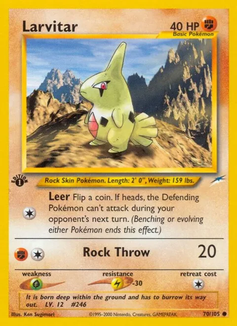 Larvitar #070/105 1st Edition Pokémon card from Neo Destiny
