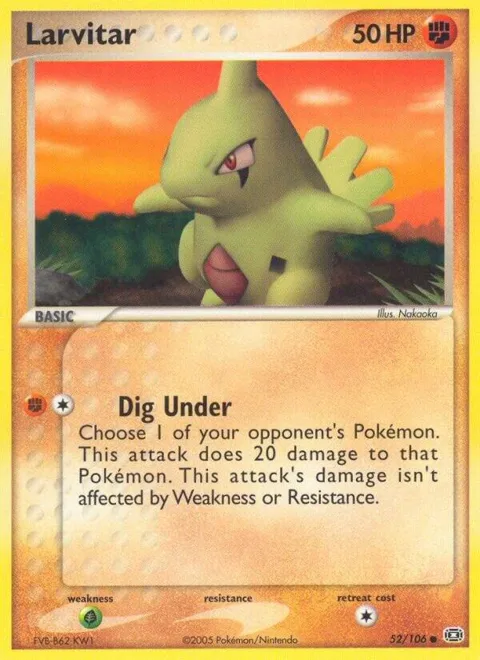 Larvitar #52/106 Pokémon card from EX Emerald