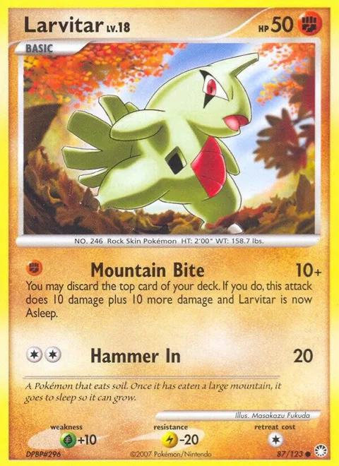 Larvitar #87/123 Pokémon card from Mysterious Treasures