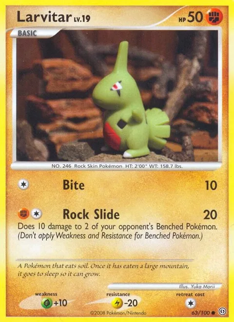Larvitar #63/100 Pokémon card from Stormfront