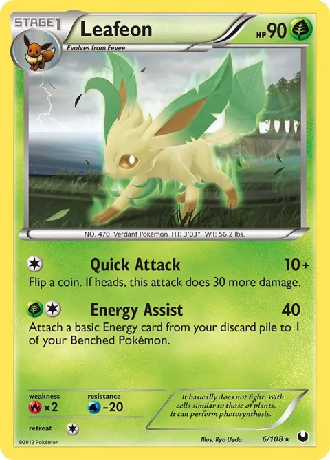 Leafeon #6/108 Pokémon card from Dark Explorers