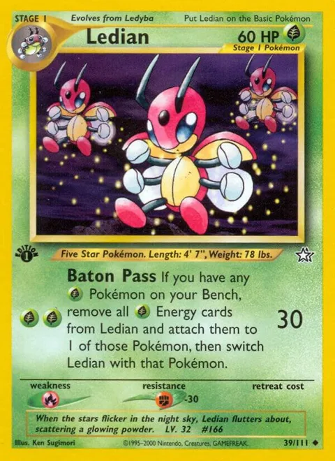 Ledian #039/111 Unlimited Pokémon card from Neo Genesis