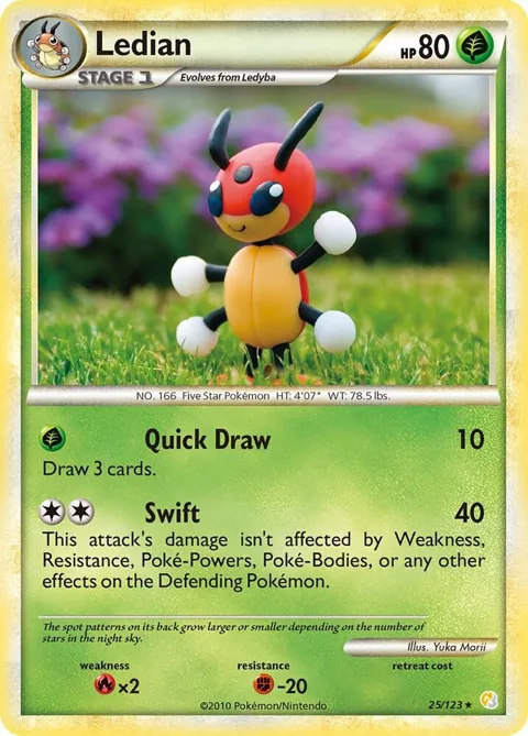 Ledian #25/123 Reverse Holofoil Pokémon card from HeartGold SoulSilver