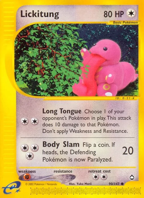 Lickitung #090/147 Reverse Holofoil Pokémon card from Aquapolis
