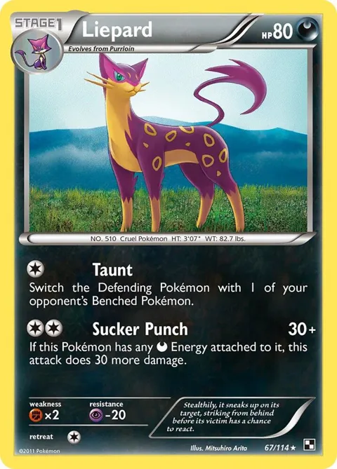Liepard #67/114 Reverse Holofoil Pokémon card from Black and White