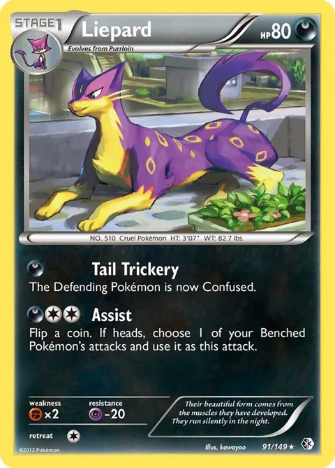 Liepard #91/149 Holofoil Pokémon card from Boundaries Crossed