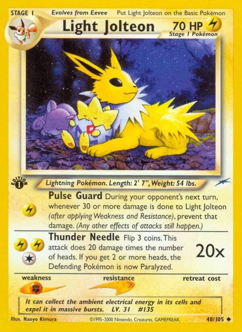 Light Jolteon #048/105 1st Edition Pokémon card from Neo Destiny