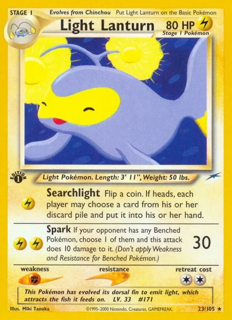 Light Lanturn #023/105 1st Edition Pokémon card from Neo Destiny