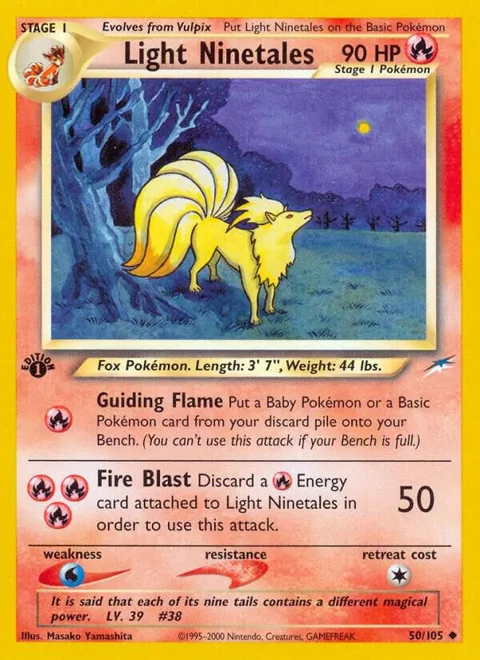 Light Ninetales #050/105 1st Edition Pokémon card from Neo Destiny
