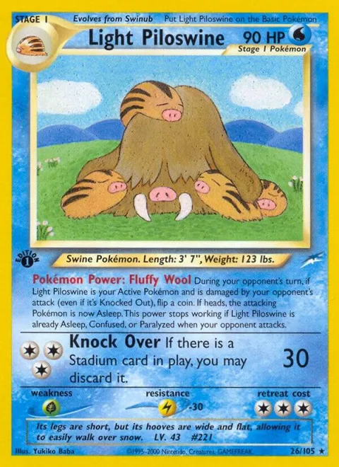 Light Piloswine #026/105 1st Edition Pokémon card from Neo Destiny