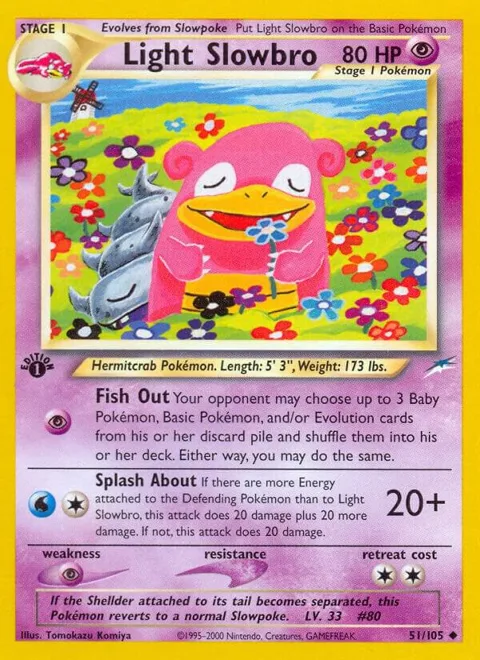 Light Slowbro #051/105 1st Edition Pokémon card from Neo Destiny